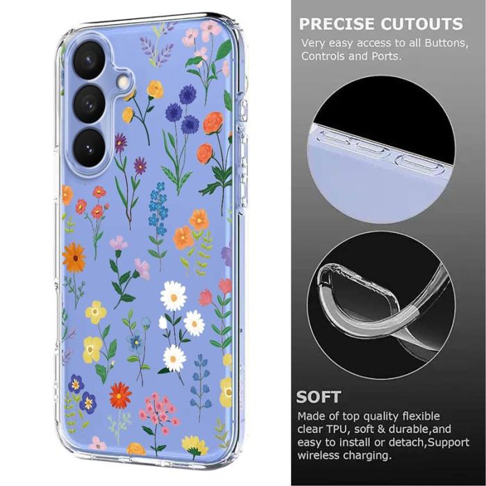 OEM - Mobilskal för Samsung Galaxy S26 Plus TPU - Prickiga blommor - Vit