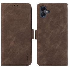 ABEEL - ABEEL Samsung Galaxy A06 4G Pl&aring;nboksfodral Konstl&auml;der St&auml;ll Brun