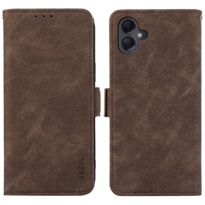 ABEEL - ABEEL Samsung Galaxy A06 4G Plånboksfodral Konstläder Ställ Brun