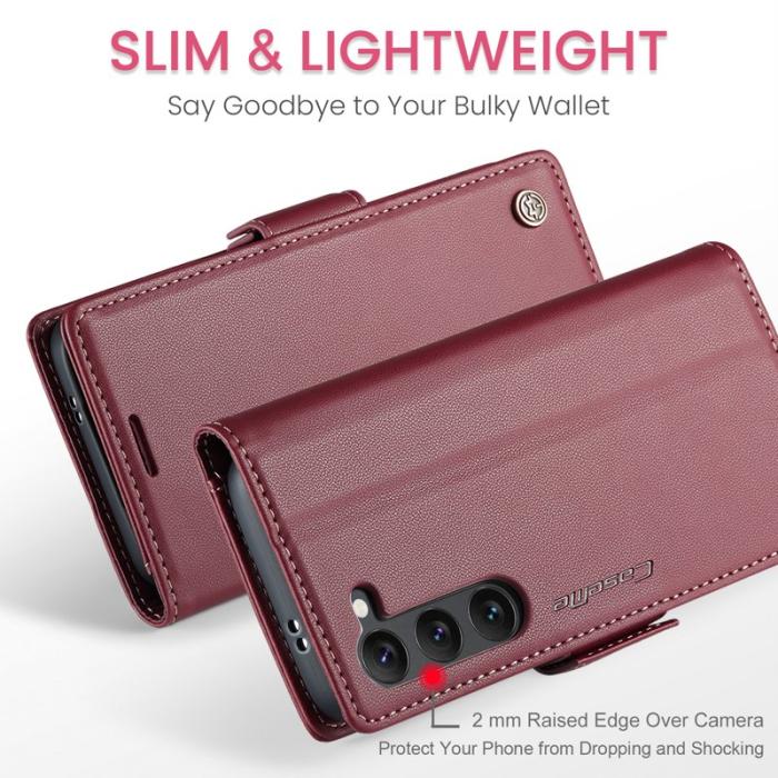Caseme - CASEME Plånboksfodral Konstläder för Samsung Galaxy S25 - Röd