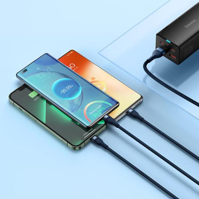 BASEUS - Baseus 3in1 USB-A till USB-C, Lightning, microUSB kabel 100W 1.2m