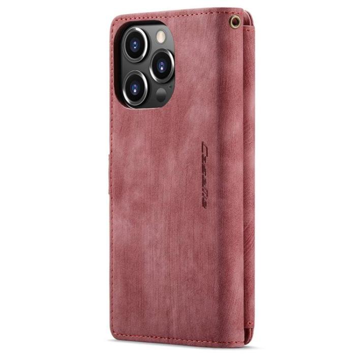 Caseme - CASEME iPhone 14 Pro Plånboksfodral C30 Zipper - Röd