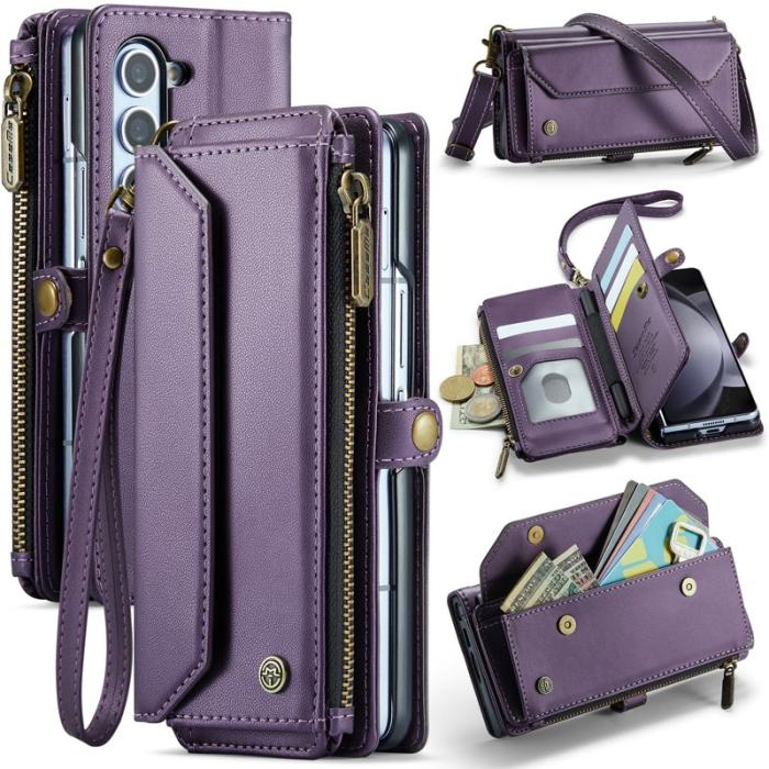 Caseme - CASEME Plånboksfodral Konstläder till Samsung Galaxy Z Fold5 - Lila