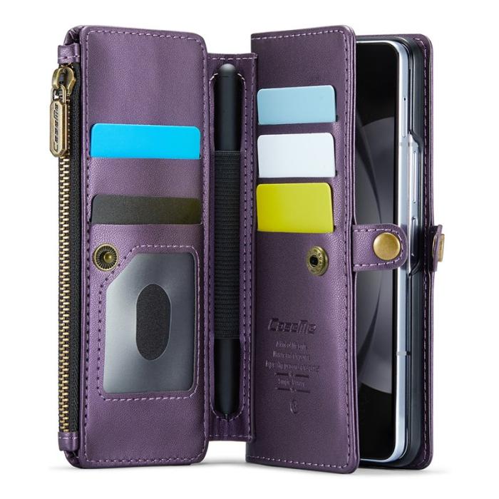 Caseme - CASEME Plånboksfodral Konstläder till Samsung Galaxy Z Fold5 - Lila