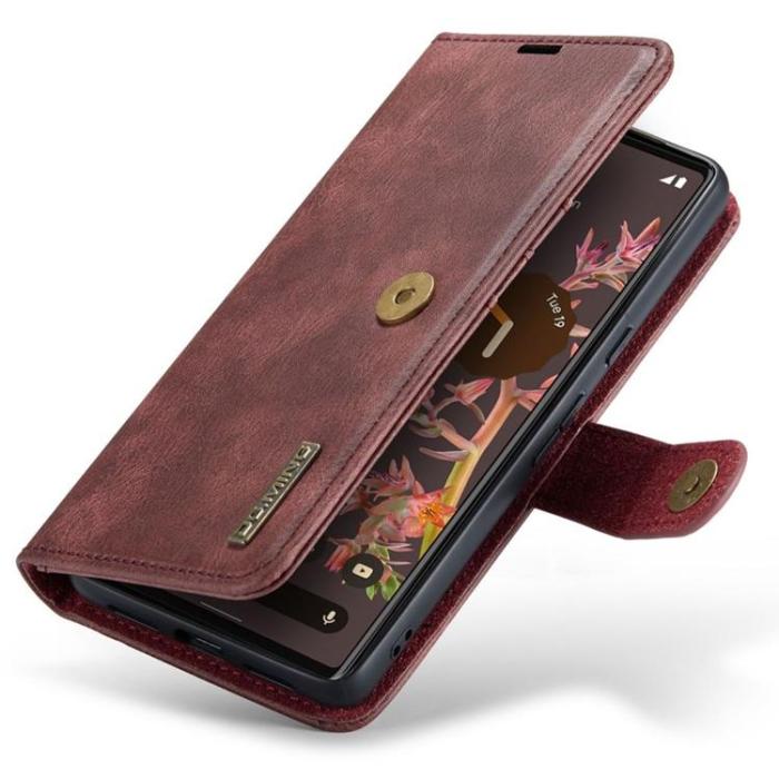 DG.MING - DG.MING Google Pixel 7 Plånboksfodral Detachable 2in1 Äkta läder - Röd
