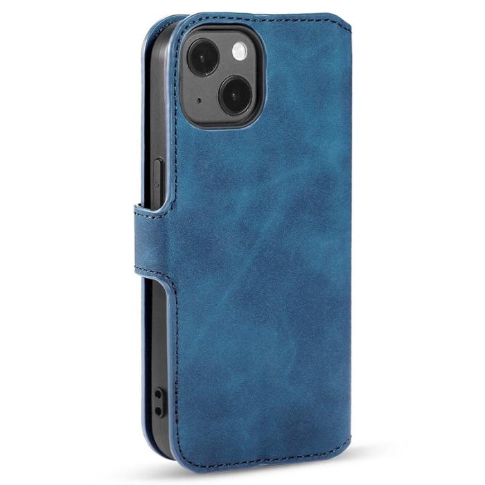DG.MING - DG.MING iPhone 14 Plus Plånboksfodral Retro Stil Blå Konstläder