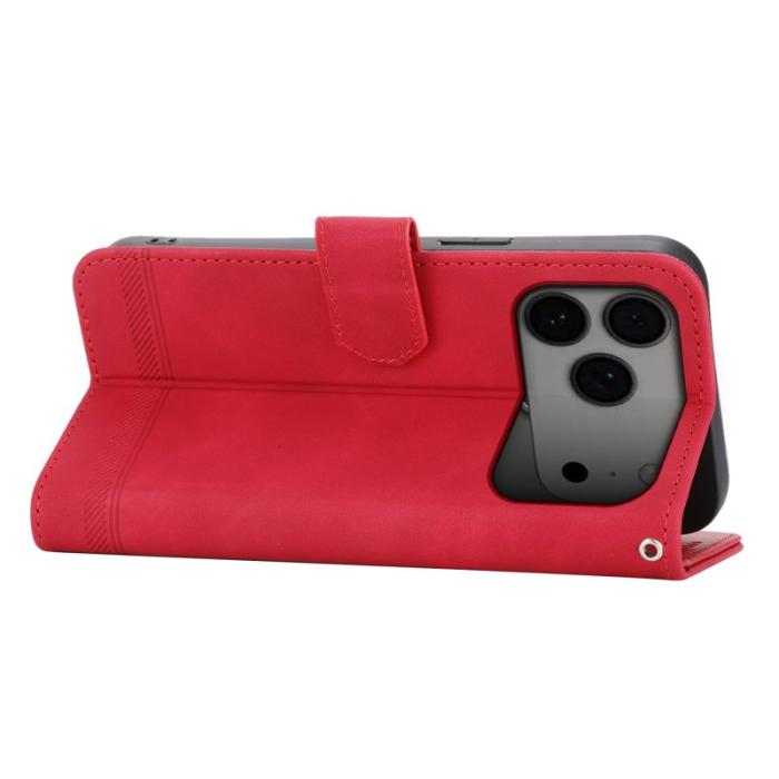 DIERFENG - DIERFENG DF-03 Plånboksfodral för iPhone 17 Pro Max Konstläder - Röd