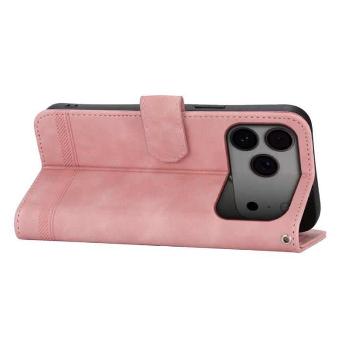 DIERFENG - DIERFENG DF-03 Plånboksfodral för iPhone 17 Pro Max Konstläder - Rosa