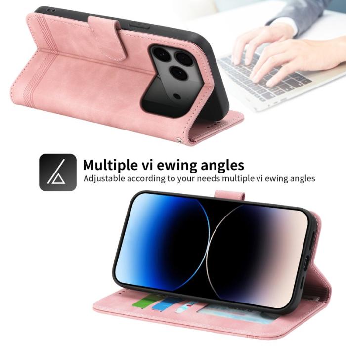 DIERFENG - DIERFENG DF-03 Plånboksfodral för iPhone 17 Pro Max Konstläder - Rosa