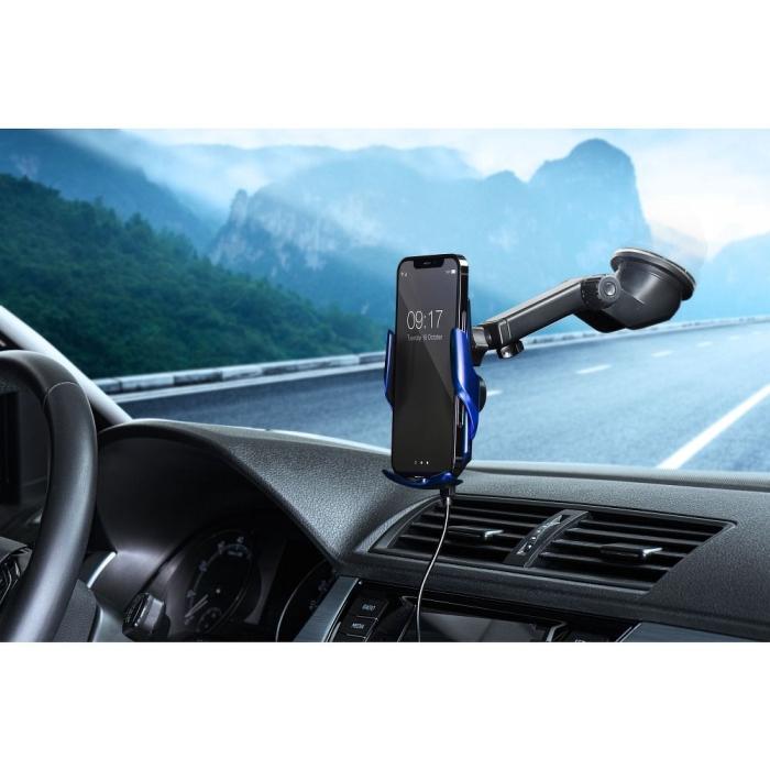 Forcell - Forcell Mobilhållare med trådlös laddning HS1 15W Blå