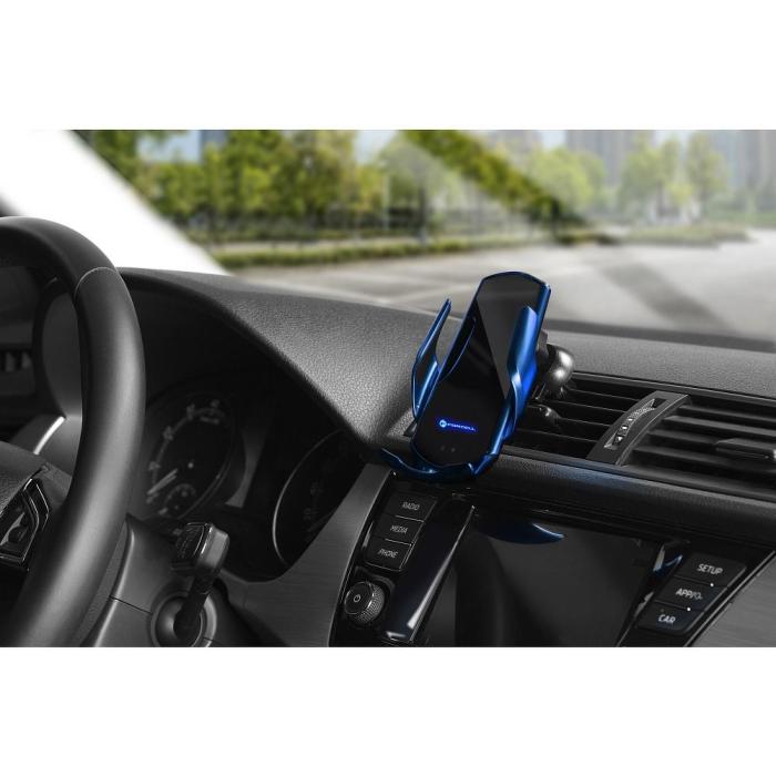 Forcell - Forcell Mobilhållare med trådlös laddning HS1 15W Blå