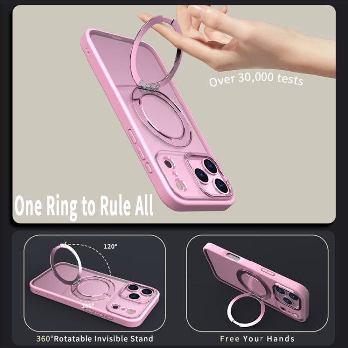 A-One Brand - iPhone 17 Pro Mobilskal Ring Kickstand TPU PC - Rosa