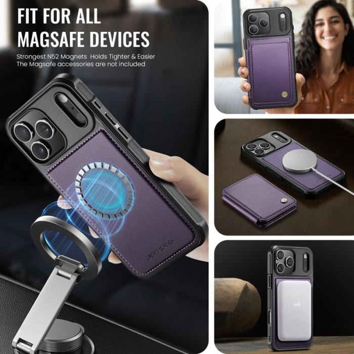 JEEHOOD - JEEHOOD J05 Mobilskal till iPhone 17 Pro Läder med Magnetficka - Lila