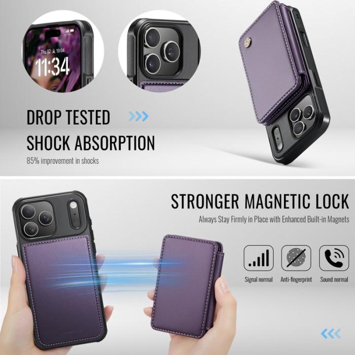 JEEHOOD - JEEHOOD J05 Mobilskal till iPhone 17 Pro Läder med Magnetficka - Lila
