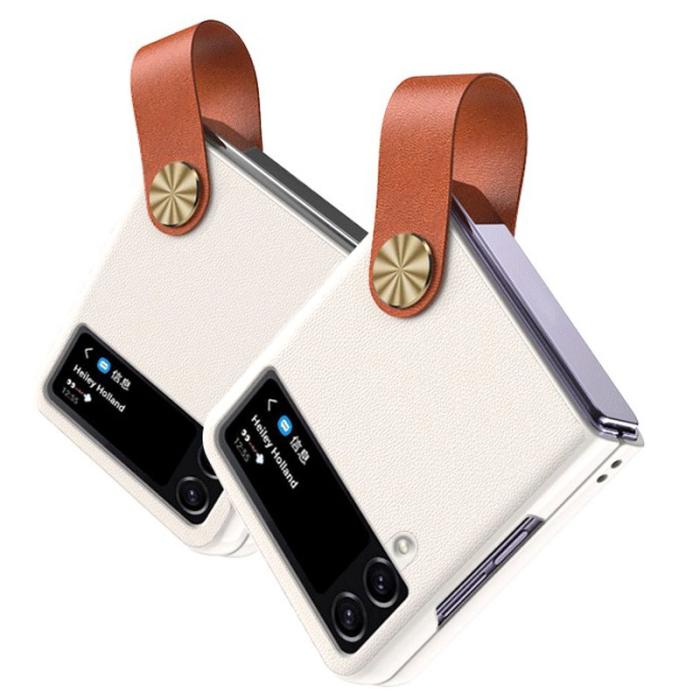 GKK - GKK Strap Kickstand Fodral för Samsung Galaxy Z Flip4 - KonstLäder - Rosa