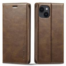 LC.imeeke - LC.IMEEKE iPhone 15 Pl&aring;nboksfodral i Konstl&auml;der - RFID-blockerande - Brun