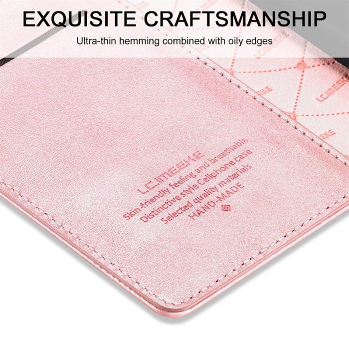 LC.imeeke - LC.IMEEKE iPhone 15 Plånboksfodral i Konstläderläder - Roséguld