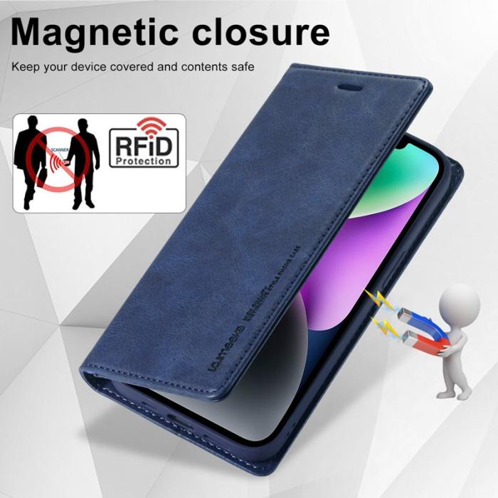 LC.imeeke - LC.IMEEKE iPhone 15 Plånboksfodral i Konstläder - RFID-blockerande - Blå