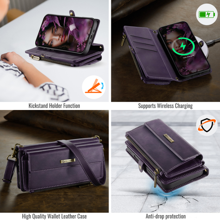 Caseme - CASEME iPhone Air Plånboksfodral Zipper RFID C39 - Lila