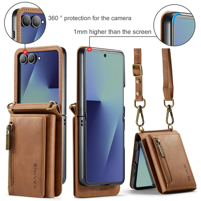 DG.MING - DG.MING Galaxy Z Flip 7 Mobilskal RFID Blocking M5 - Brun