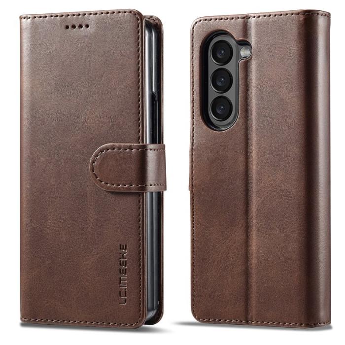 LC.imeeke - LC.IMEEKE Samsung Galaxy Z Fold5 Plånboksfodral Konstläder - Brun