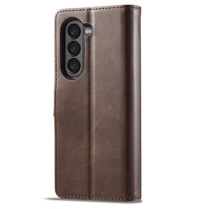 LC.imeeke - LC.IMEEKE Samsung Galaxy Z Fold5 Plånboksfodral Konstläder - Brun