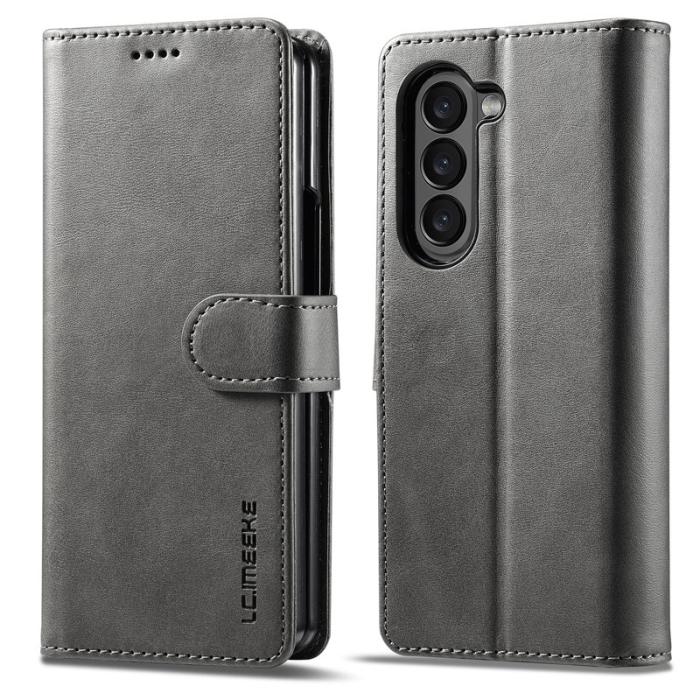 LC.imeeke - LC.IMEEKE Samsung Galaxy Z Fold5 Plånboksfodral Konstläder - Grå