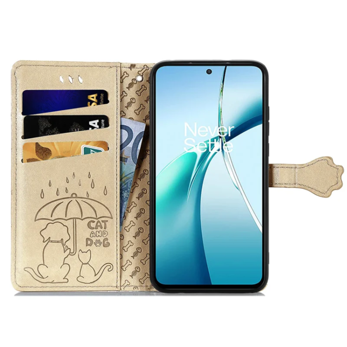 A-One Brand - Xiaomi 15 Ultra Plånboksfodral Cat Dog Pattern - Guld