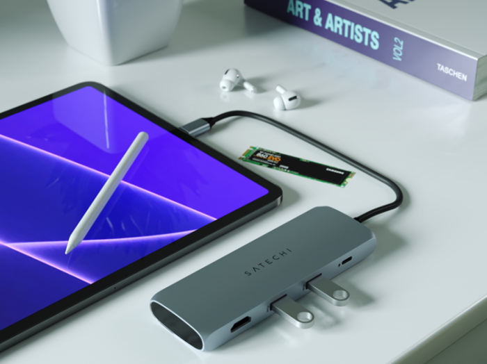 Satechi - Satechi USB-C Hybrid Med Built-in SSD Storage - Rymdgrå