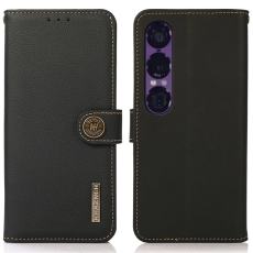 KHAZNEH - Khazneh Sony Xperia 1 VII Plånboksfodral Genuine Cow Läder - Svart