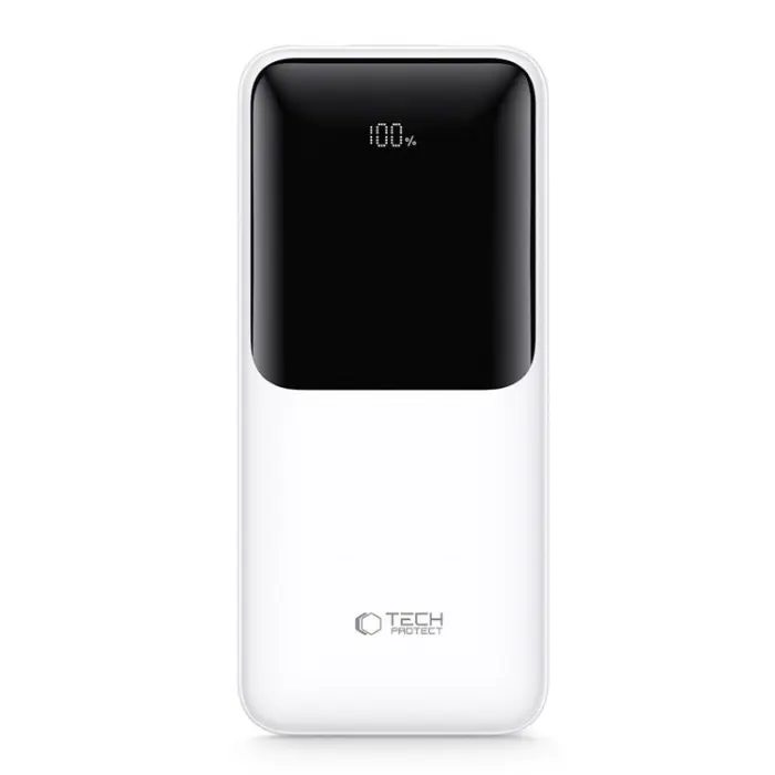 Tech-Protect powerbank 30000mAh 22.5W vit maximal kapacitet