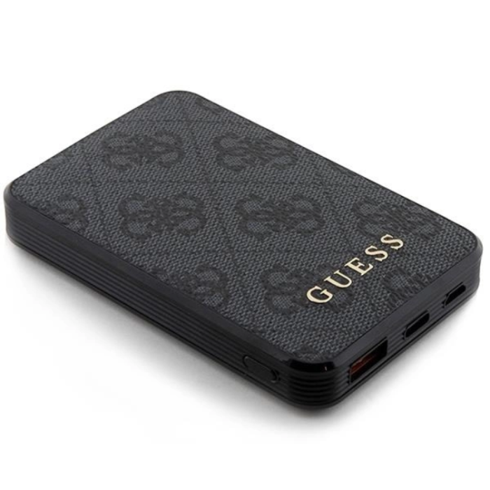 Guess - Guess Powerbank 5000mAh 15W Läder Metal Logo - Svart