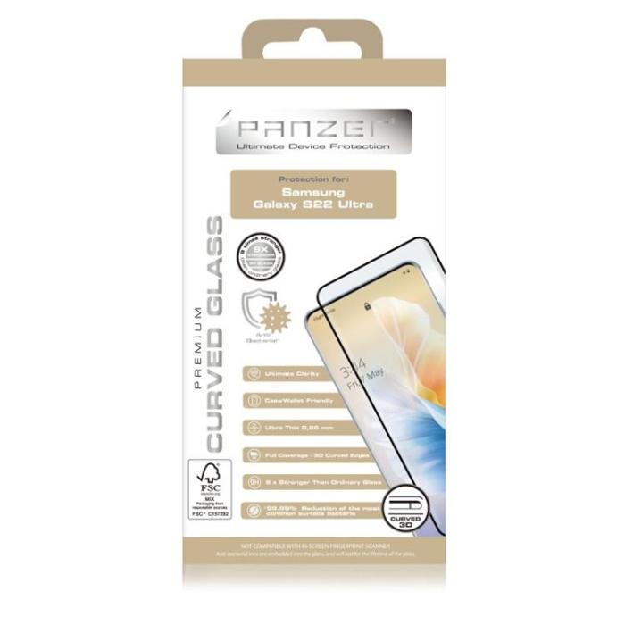 UTGATT1 - Panzer Curved Härdat glas Galaxy S22 Ultra - Svart