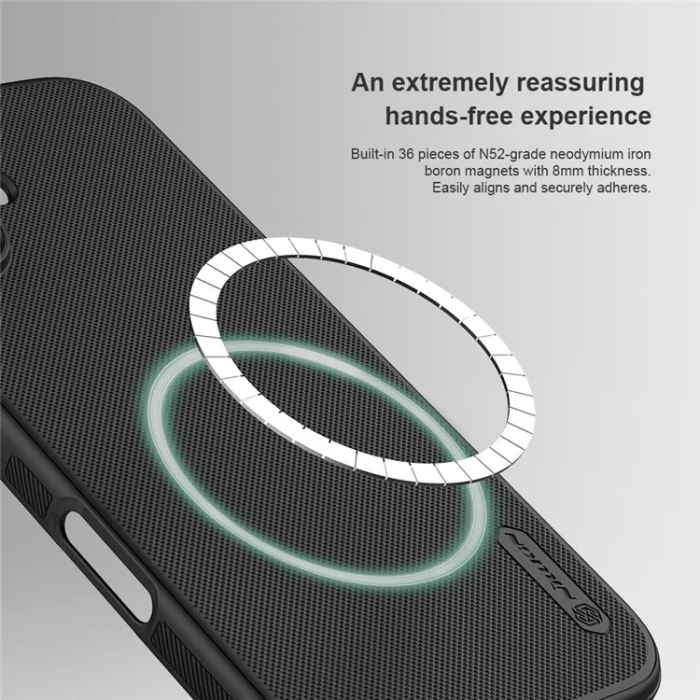 Nillkin - Nillkin iPhone 16 Mobilskal MagSafe Frosted Shield Pro - Svart