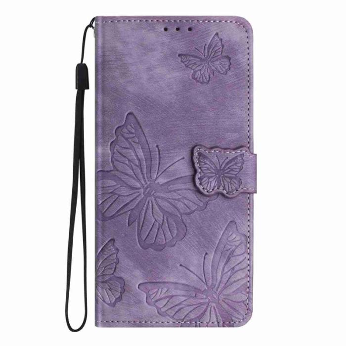 OEM - Samsung Galaxy S26 Ultra Fodral Flip Konstläder Fjäril - Lila