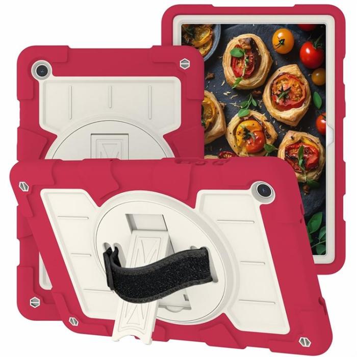 A-One Brand - Galaxy Tab A9 Plus Skal Rotating Handrem Med Axelrem - Röd
