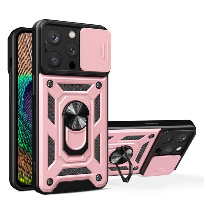 OEM - iPhone 15 Pro Mobilskal Camshield Hybrid Armor - Rosa