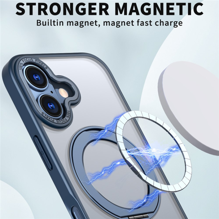 A-One Brand - iPhone 17 Mobilskal MagSafe TPU + Acrylic Kickstand - Marinblå