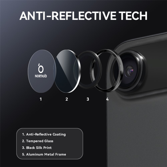 NORTHJO - Northjo iPhone 17 Air Härdat Glas Kameraskydd - Svart
