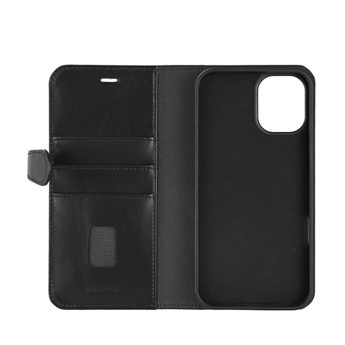 BUFFALO - BUFFALO äkta läder iPhone 16 Plus Plånboksfodral MagSafe 2-i-1 - Svart