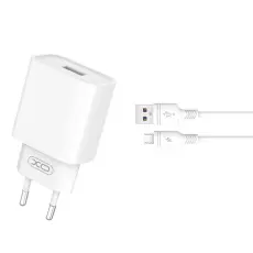 XO - XO V&auml;ggladdare USB 18W med MicroUSB Kabel CE02D 3.0 QC Vit