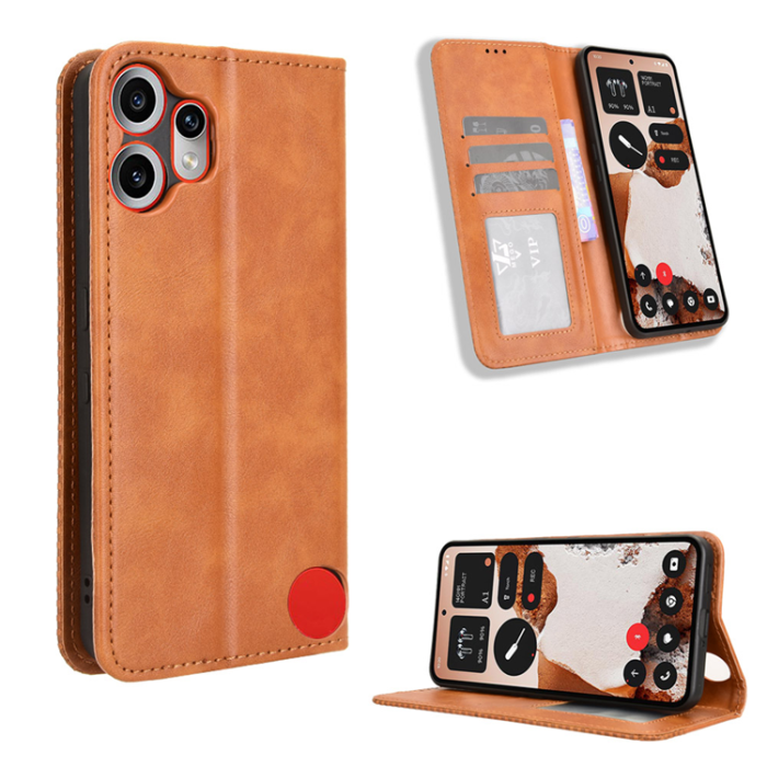 A-One Brand - Nothing CMF Phone 2 Pro Plånboksfodral Retro Kickstand - Brun