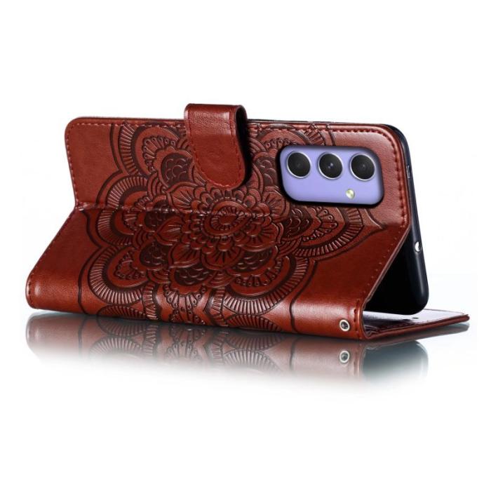 OEM - Samsung Galaxy S26 Plånboksfodral Konstläder Mandala Tryckt Design - Brun