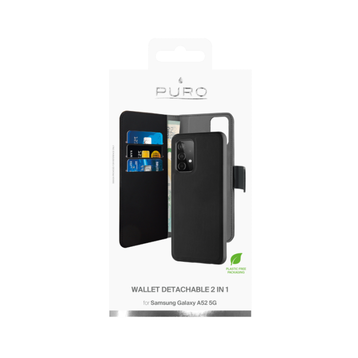 UTGATT5 - Puro - Detachable Plånboksfodral Samsung Galaxy A52 5G - Svart