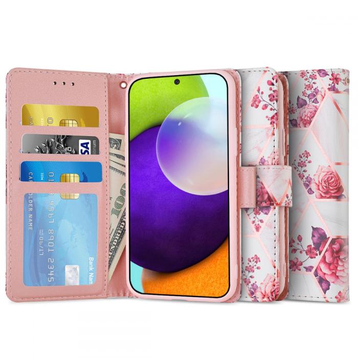 UTGATT1 - Tech-Protect Plånboksfodral Galaxy A52/A52S 5G - Floral Rose