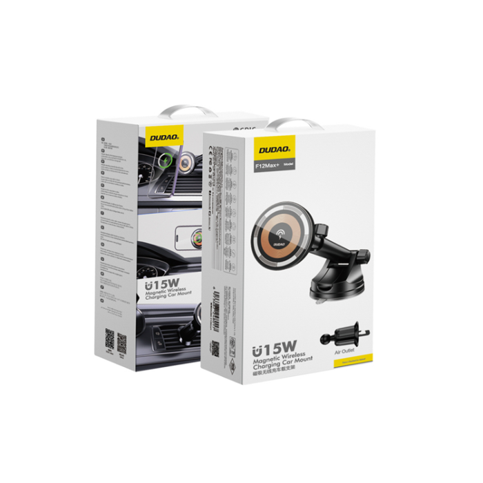 Dudao - Dudao MagSafe Bilhållare med 15W Trådlös laddare F12MAX Plus - Svart