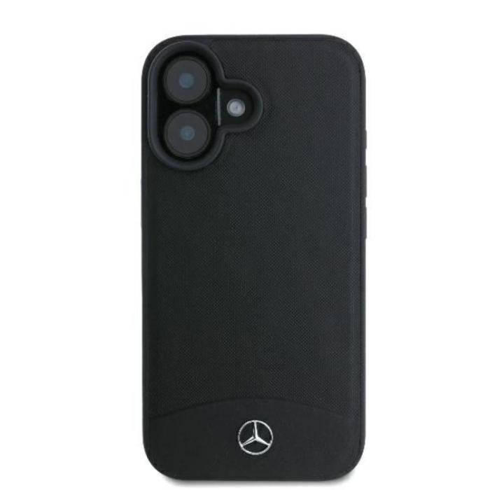Mercedes - Mercedes iPhone 16 Mobilskal Magsafe Textured Och Plain Läder - Svart