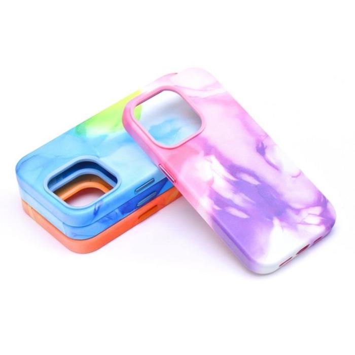 OEM - iPhone 14 Plus Magsafe Mobilskal Läder - Lila Splash