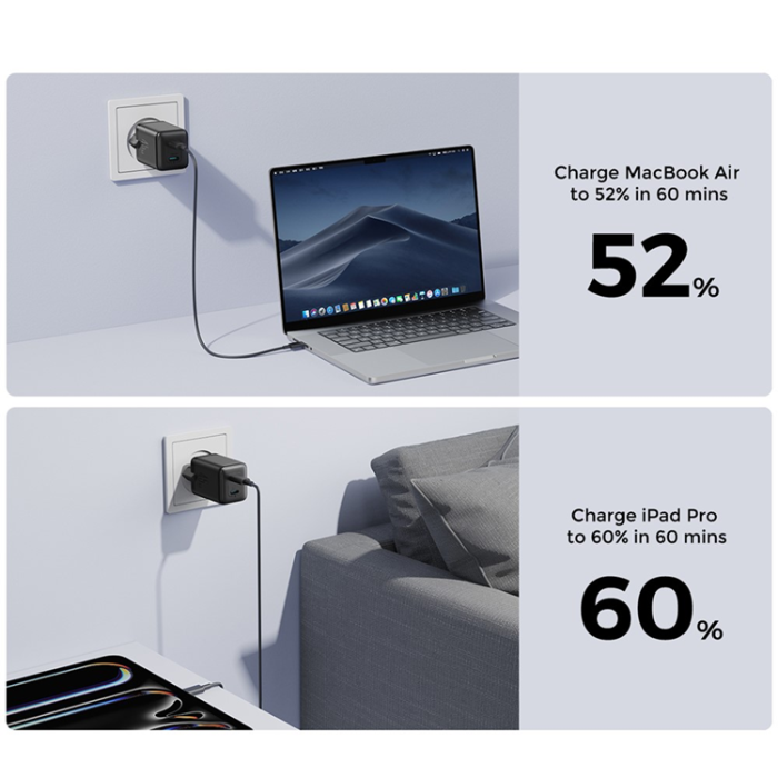 Joyroom - JOYROOM GaN Snabbladdare 45W USB-C EU JR-TCG17 - Svart