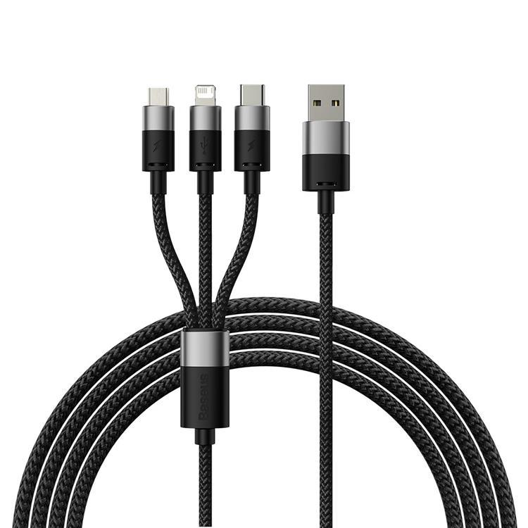 Baseus 3in1 USB-A till USB-C Lightning microUSB kabel 1.2m | 3541 | AlltMobil